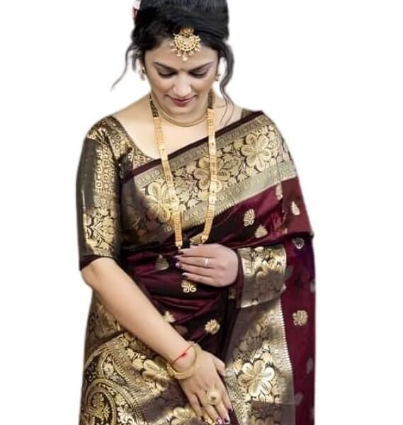 Women's Pure Soft Kanjivaram Silk Saree For Wedding Banarasi Style Sari