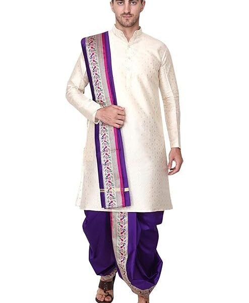 Rameshwaram Fabrics Gold Color Silk Kurta with Pajama Set