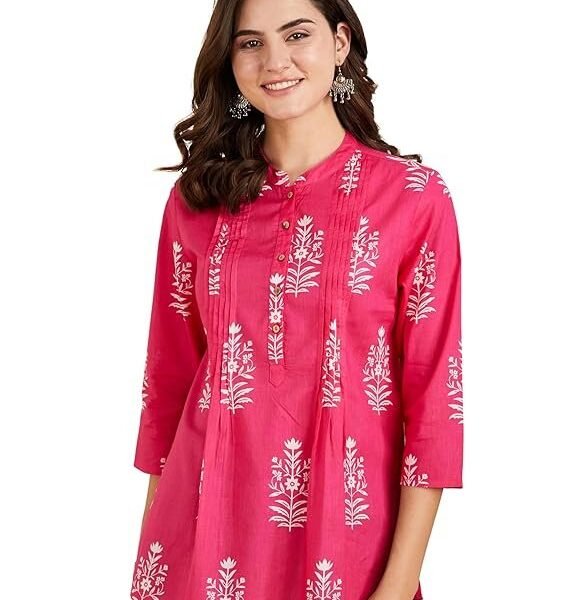 Women's Cotton Printed A-line Short Kurti | Available in Plus Size